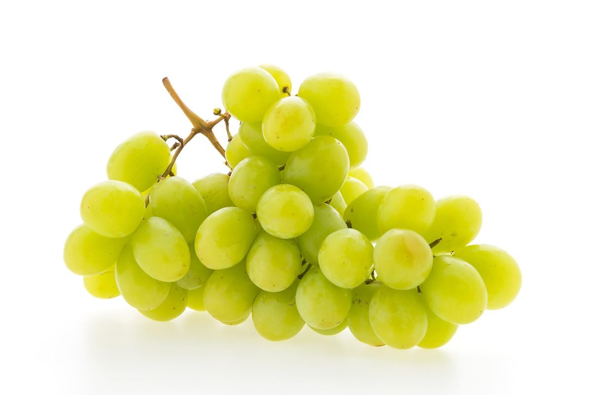 Green grape fruit isolated on white background