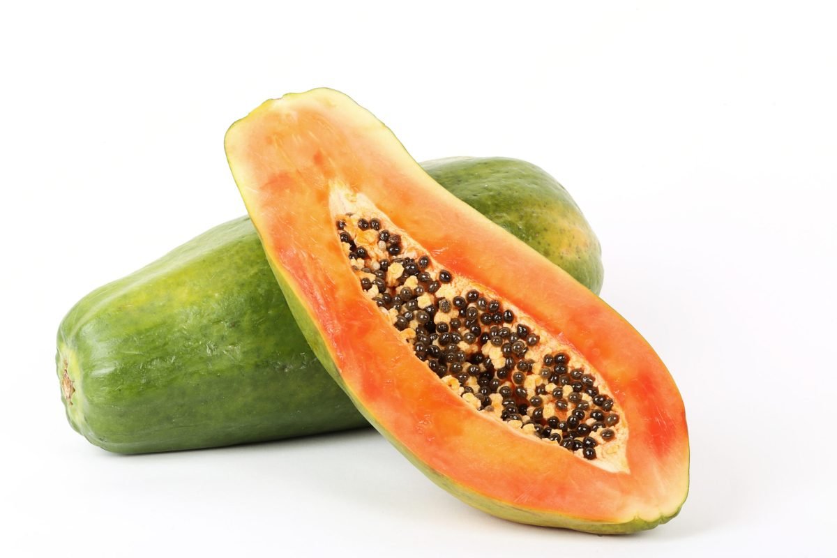 Papaya on a white background